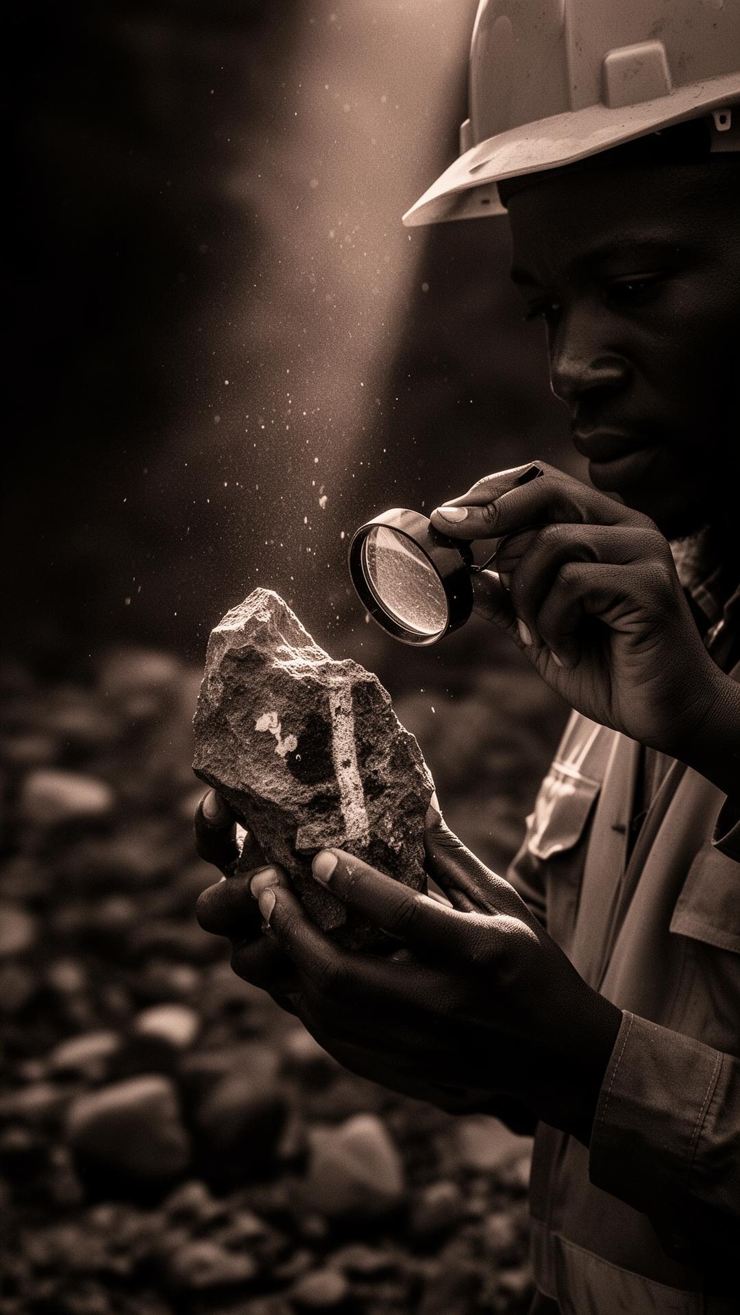 Geologist examining ore sample