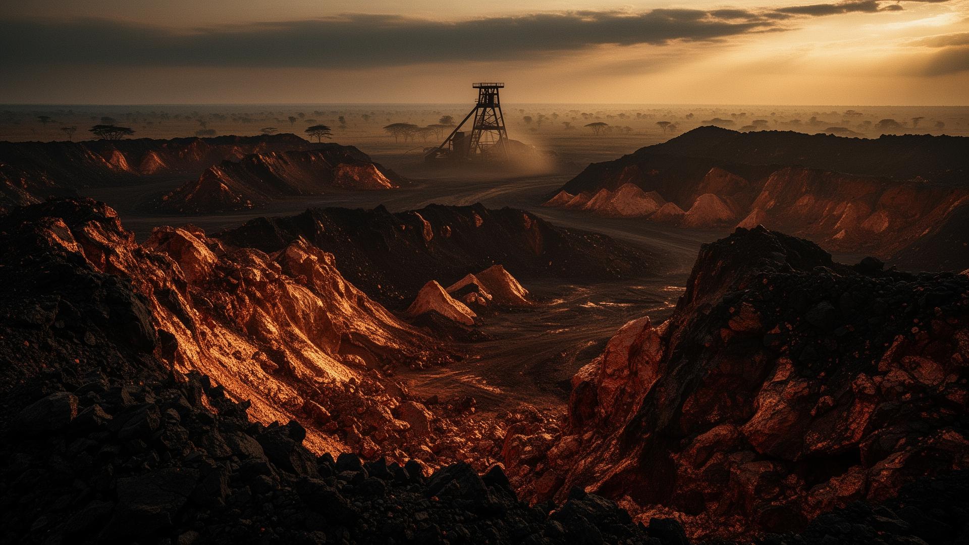Mining landscape at golden hour, Katavi, Tanzania