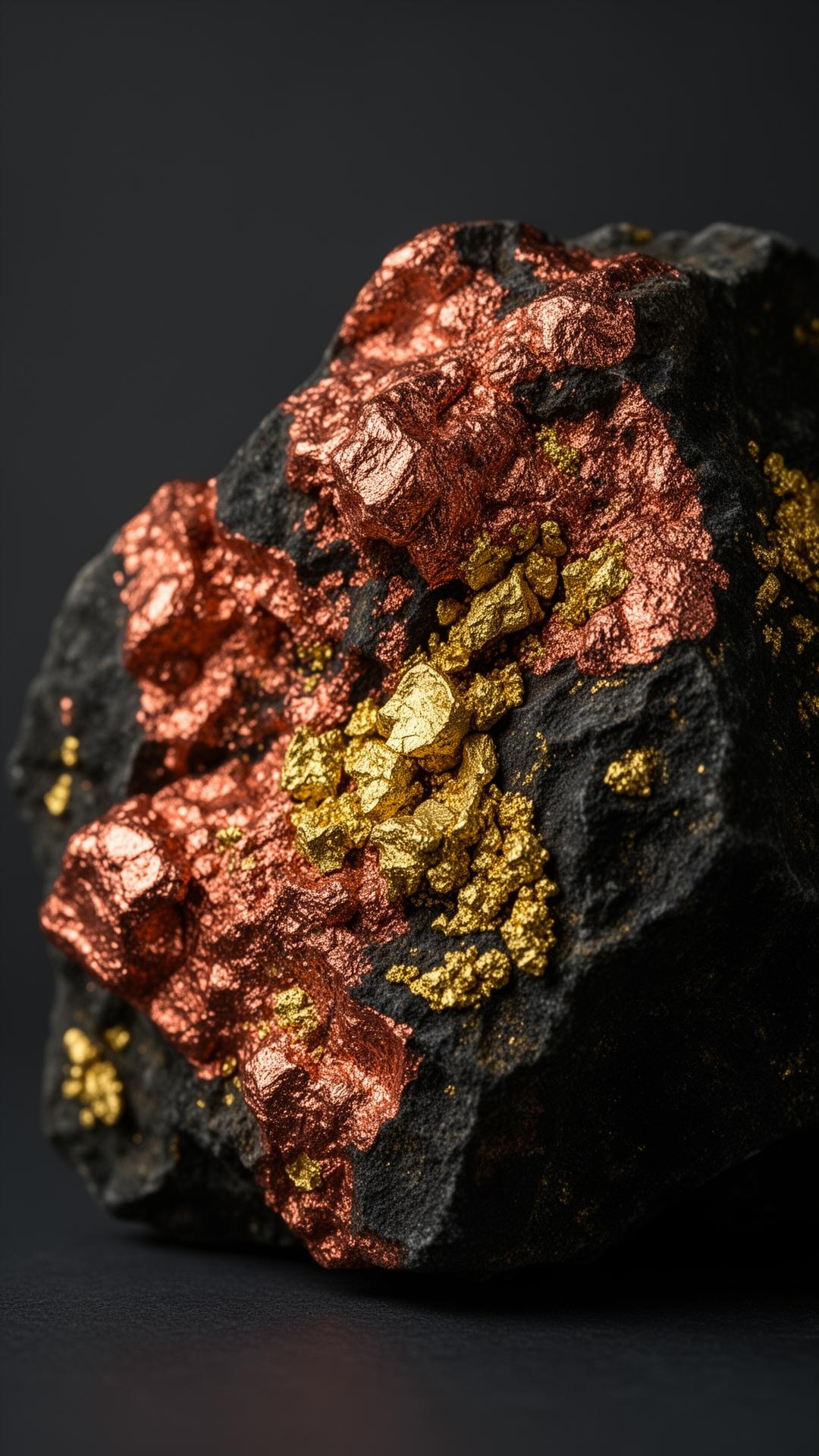 Copper and gold ore specimen